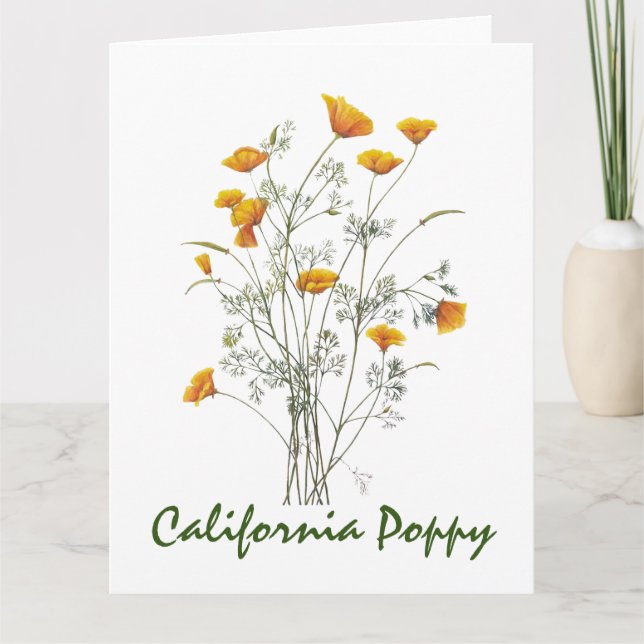 Carte De Remerciements Peinture d'aquarelle verte jaune de la Californie (Devant)