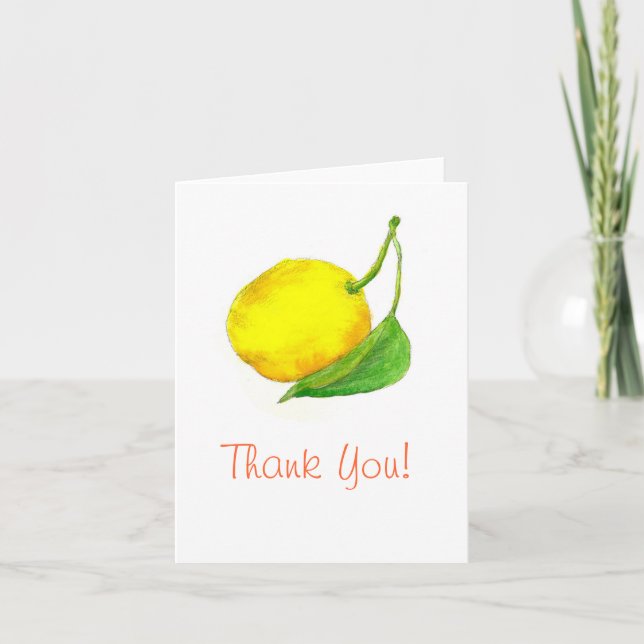 Carte De Remerciements Peinture d'art d'aquarelle de fruit de citron de (Devant)