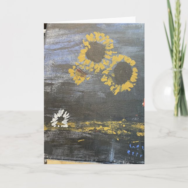 Carte De Remerciements Peinture des tournesols (Devant)
