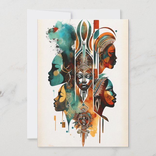 Carte De Remerciements Peinture Tribale Africaine, Art Contemporain (Devant)