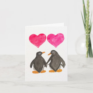 Carte De Remerciements Penguin Love Valentine's Day Card