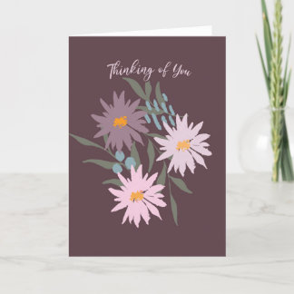Carte De Remerciements Penser à vous Fleurs sauvages violet et rose