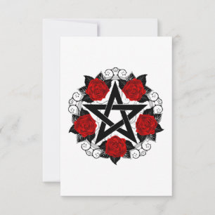 Carte De Remerciements Pentagramme aux roses rouges