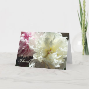 Carte de remerciements, Peonies en Blanc et Rose, 