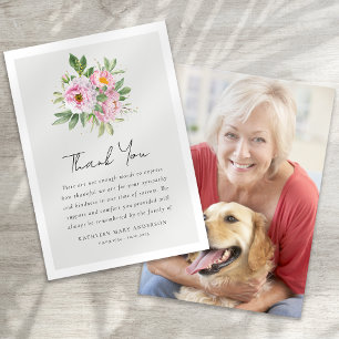 Carte De Remerciements Peonies Floral Photo Sympathy Funérailles