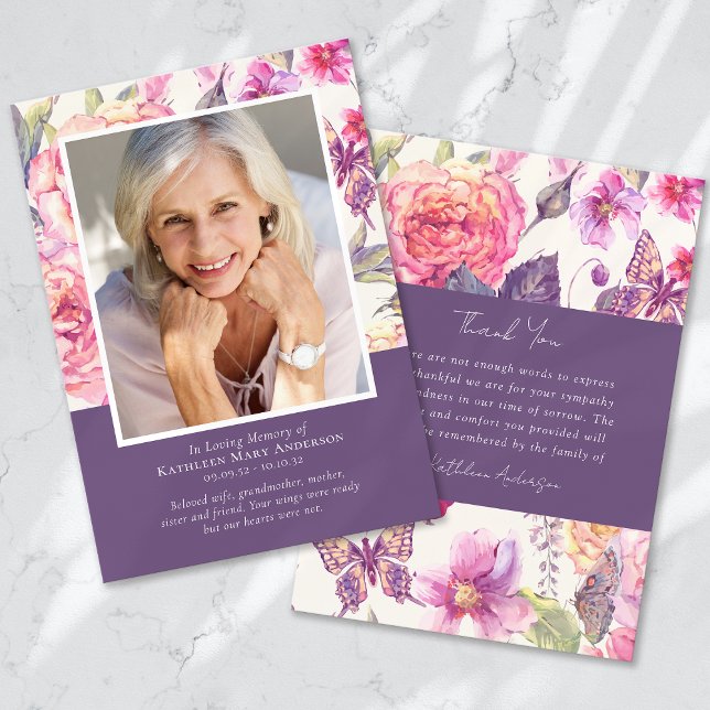 Carte De Remerciements Peony Floral Sympathy Funeral (Créateur téléchargé)