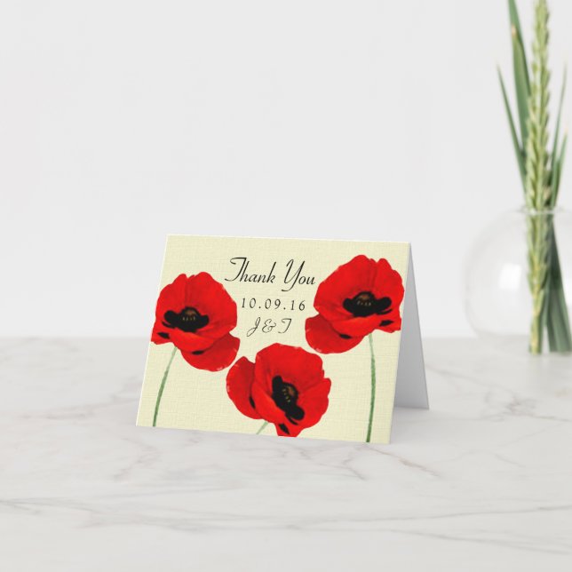 Carte De Remerciements Pépites d'aquarelle rouge Collection de Mariages f (Devant)