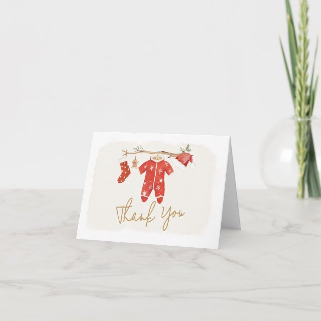 Carte De Remerciements Père Noël Baby Christmas Baby shower (Devant)