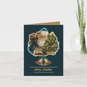 Carte De Remerciements Père Noël bleu, employé saisonnier