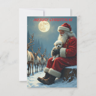 Carte De Remerciements père Noël et son chiot