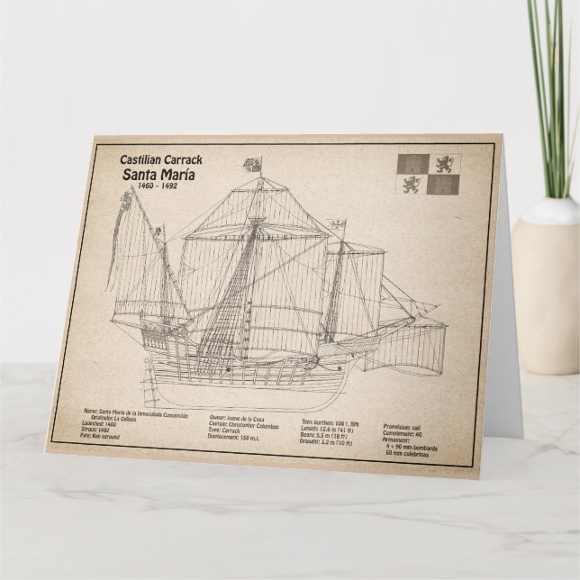 Carte De Remerciements Père Noël Maria - Plan directeur des navires SD (Devant)