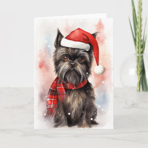 Carte De Remerciements Père Noël Paws Festive Affenpinscher Chien Noël