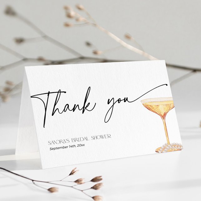 Carte De Remerciements Perles de Fête des mariées et Prosecco (Créateur téléchargé)