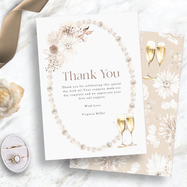 Carte De Remerciements Perles et poursuites (Pearls and Prosecco Thank You Card
)