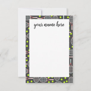 Carte De Remerciements Personalized Tennis Racket Notecards