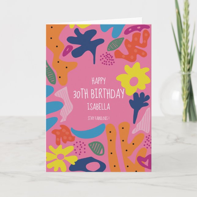 Carte De Remerciements personnalisation 30e anniversaire rose moderne car (Devant)
