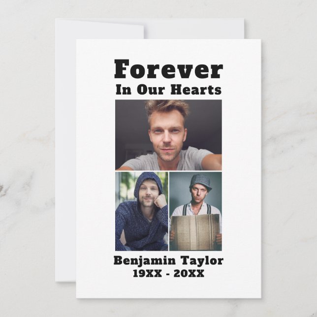Carte De Remerciements Personnalisé 3 Photo Pour Toujours Dans Notre Coeu (Devant)