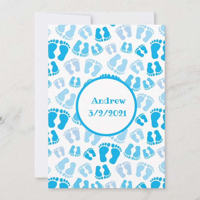 Carte De Remerciements Personnalisé Blue Baby Boy Pieds bébé (Devant)