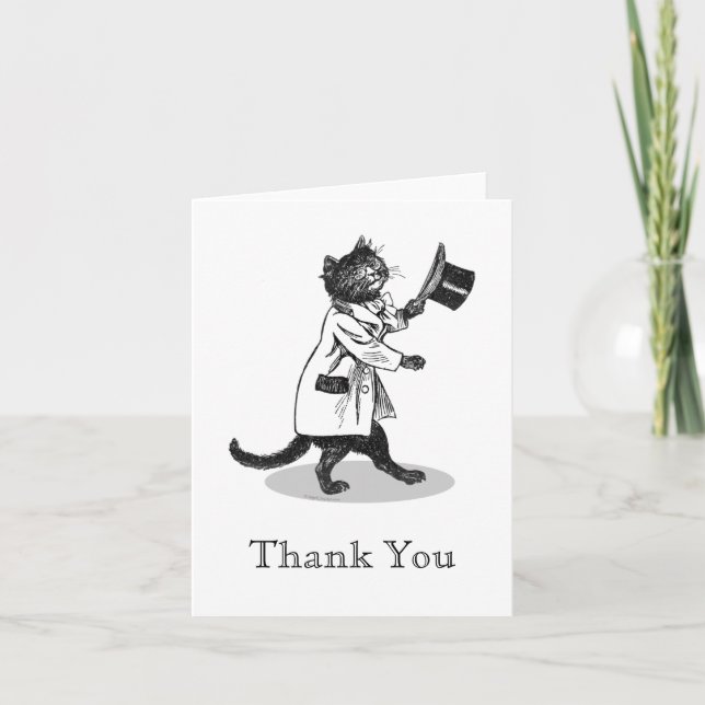 Carte de remerciements personnalisé Chat de chapea (Devant)