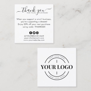 Carte de remerciements personnalisé du logo de l'e