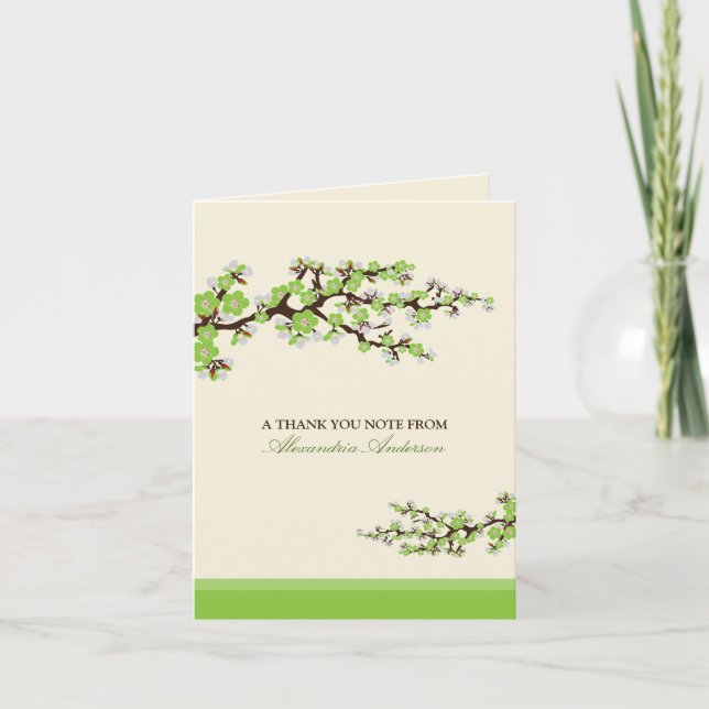 Carte de remerciements personnalisé en fleurs de c (Devant)