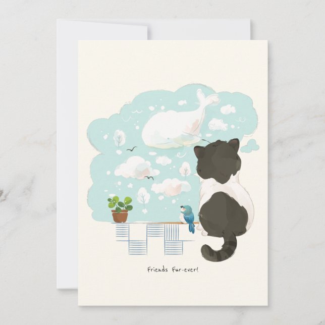 Carte De Remerciements [Personnalisé] La journée d'un chat - Rêvasserie e (Devant)