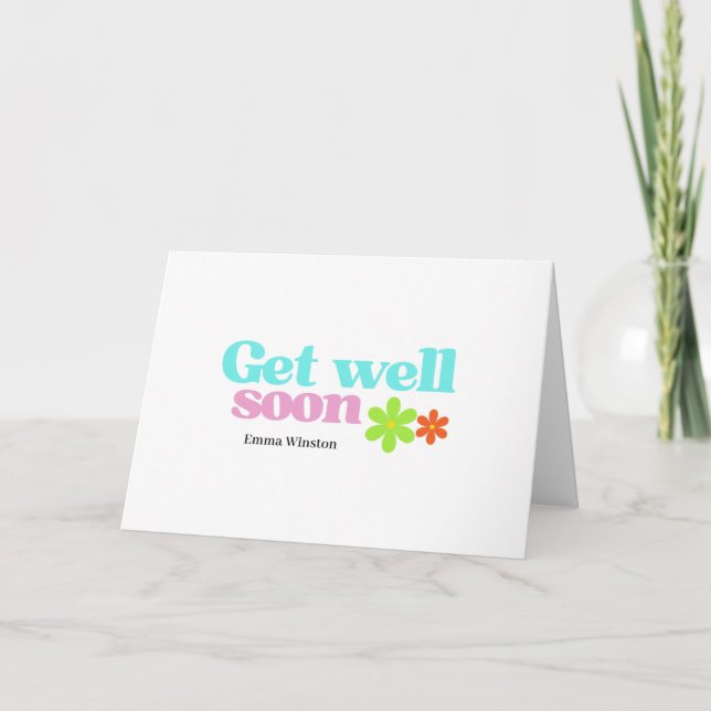Carte De Remerciements Personnalisé obtenir bien vite message floral blan (Devant)