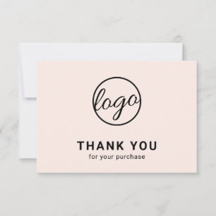 Carte De Remerciements Personnalisé Simple moderne Blush Pink Logo Busine