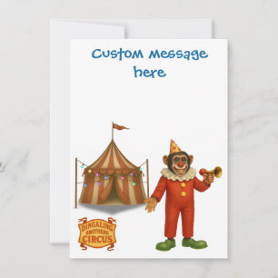 Carte De Remerciements Personnaliser : Chester le clown chimpanzé