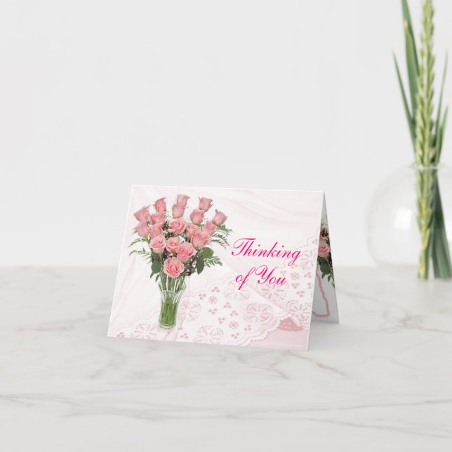 Carte De Remerciements Personnaliser de roses et de dentelle pour toute (Devant)