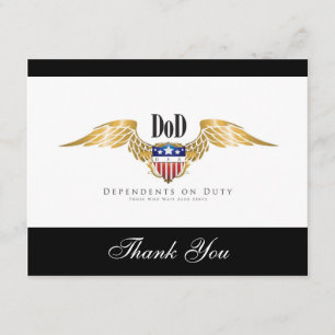 Carte De Remerciements Personnaliser des ailes DOD (Dépendances en servic