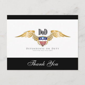 Carte De Remerciements Personnaliser des ailes DOD (Dépendances en servic