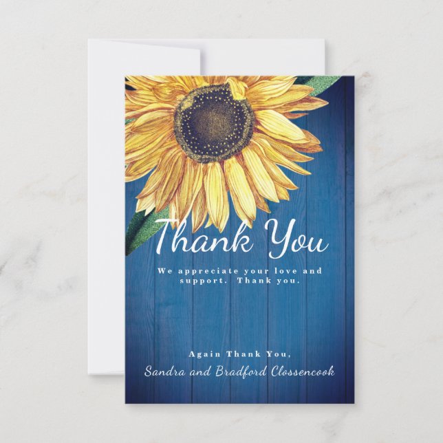 Carte De Remerciements Personnaliser personnalisé Rustique Tournesol Gran (Devant)