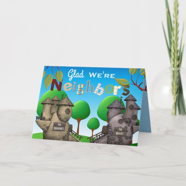 Carte De Remerciements Personnalize Homes Glad We're Neighbors Thank You (Devant)