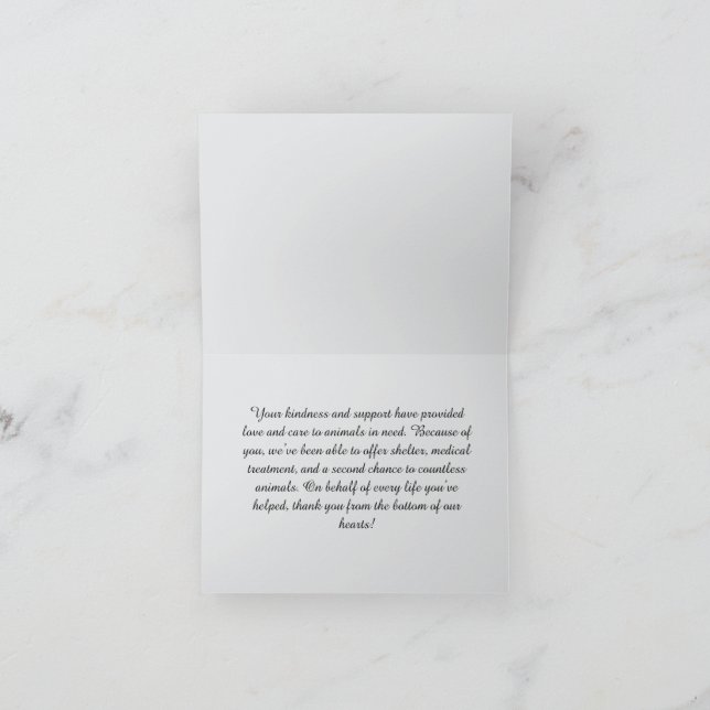 Carte De Remerciements Pet Secourir Appréciation des supporters (Intérieur)