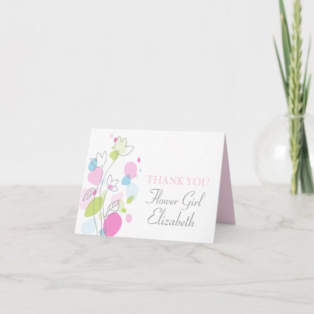 Carte De Remerciements Pétales de Confetti mariage fille fleur grâce cart (Devant)