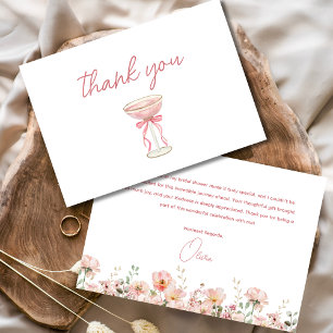 Carte De Remerciements Pétales de rose rose et prosecco rosé pour une Bab