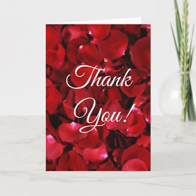 Carte De Remerciements pétales de rose rouge horizontales (Devant)