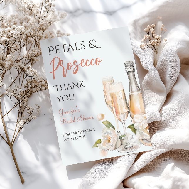 Carte De Remerciements Pétales et Prosecco pour une Mariée (Créateur téléchargé)