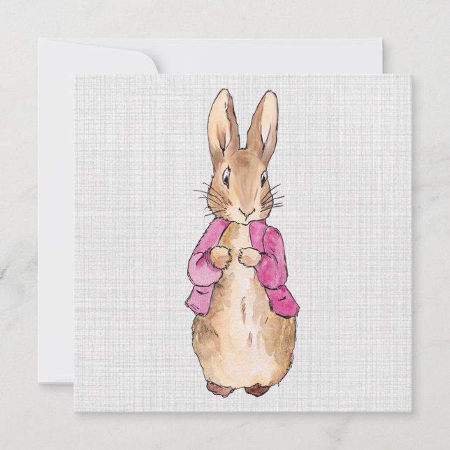 Carte De Remerciements Peter le lapin rose Veste gris lin (Devant)