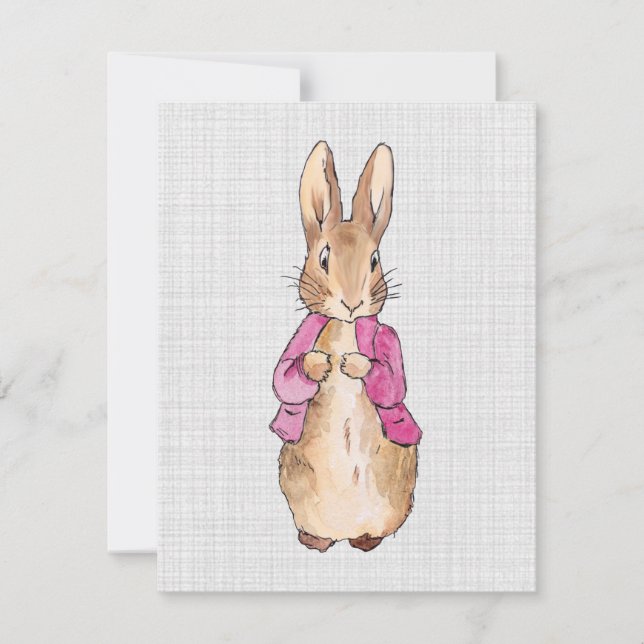 Carte De Remerciements Peter le lapin rose Veste gris lin (Devant)