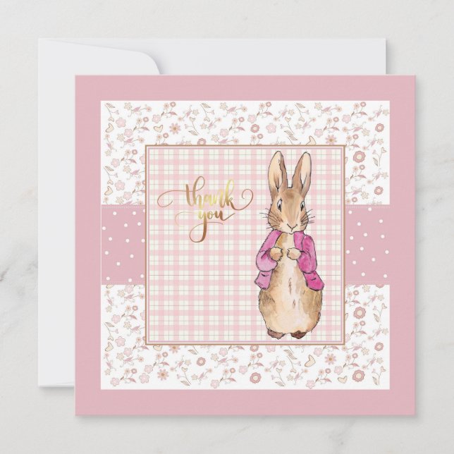 Carte De Remerciements Peter the Rabbit Check & Floral pattern (Devant)