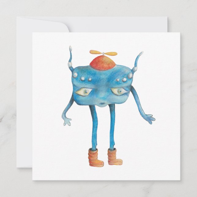 Carte De Remerciements Petit Alien Pi (Devant)