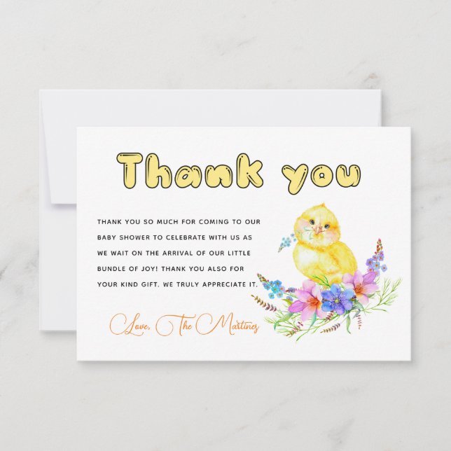Carte de remerciements petit baby shower (Devant)