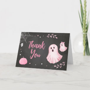 Carte De Remerciements Petit Baby shower Boo Ghost Rose