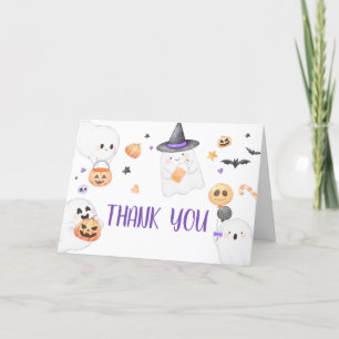Carte De Remerciements Petit Baby shower Boo Halloween Ghost violet