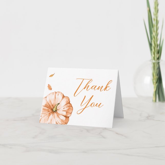 Carte De Remerciements Petit Baby shower Citrouille de automne minimalist (Devant)