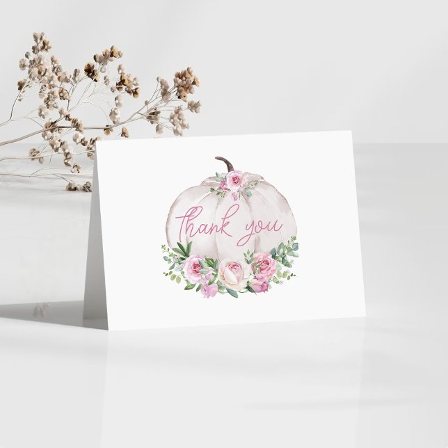 Carte De Remerciements Petit Baby shower Citrouille rose (Créateur téléchargé)