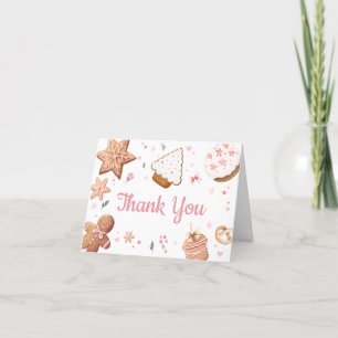 Carte De Remerciements Petit Baby shower Cookie de Noël rose