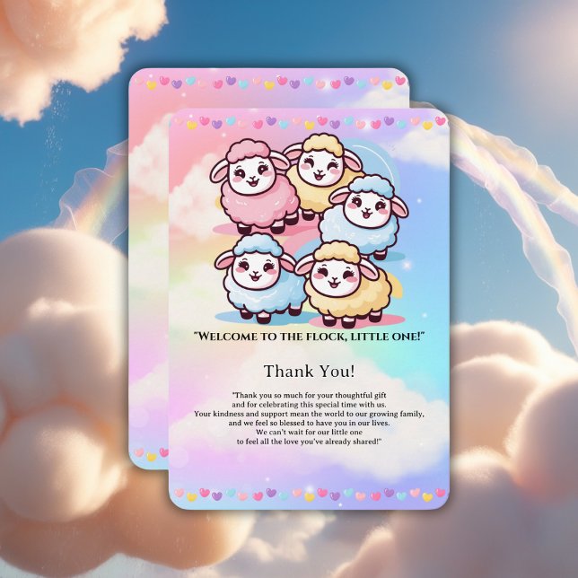 Carte De Remerciements Petit Baby shower d'agneau Cute Kawaii (Créateur téléchargé)